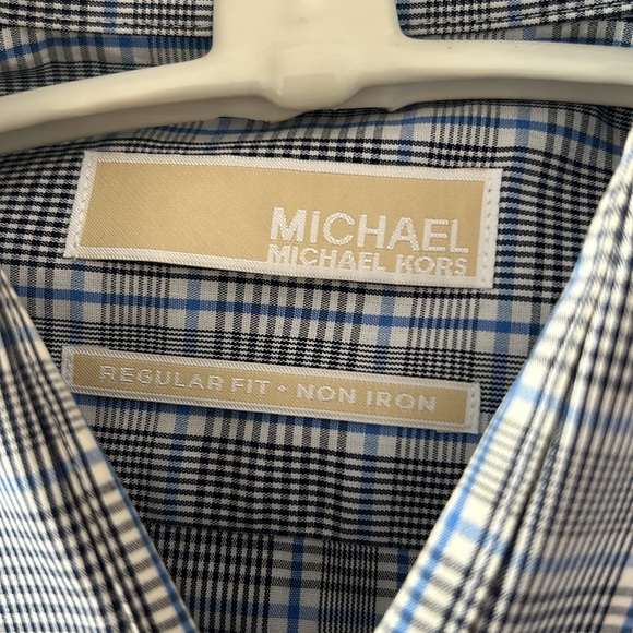 Michael Kors no-iron cotton button down in royal blue, black and white pattern - Picture 5 of 6